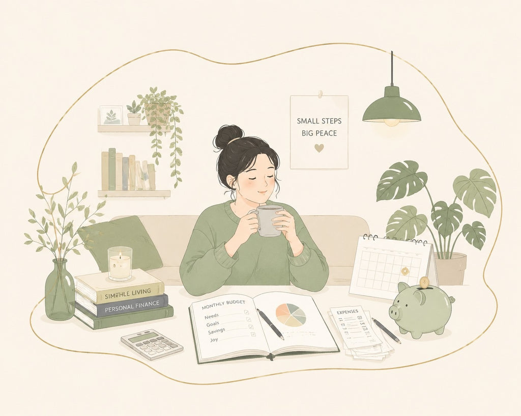 Quiet personal finance lifestyle illustration